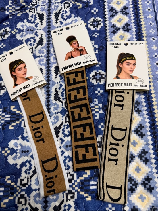 Accessories - 3 Elastic Fashion Headbands - Beige and Brown Designer-Inspired Styles